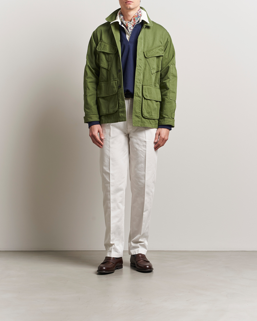 Homme | Pantalons | Drake's | Flat Front Cotton Chino Ecru