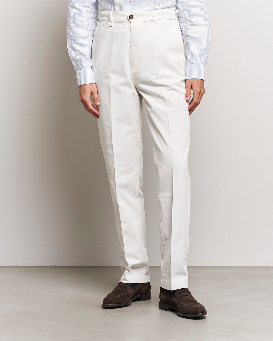Homme | Preppy Authentic | Drake's | Cotton Flat Front Chino Ecru
