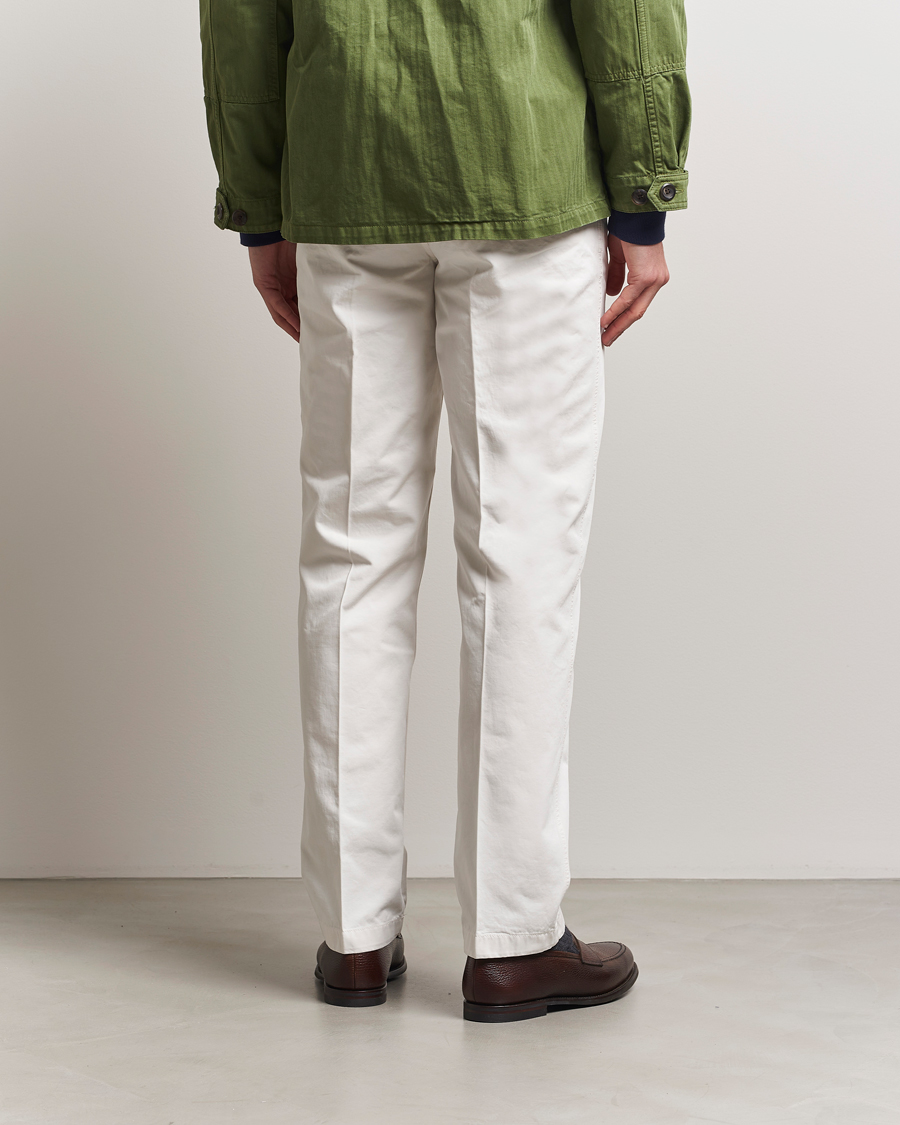 Homme | Pantalons | Drake's | Flat Front Cotton Chino Ecru