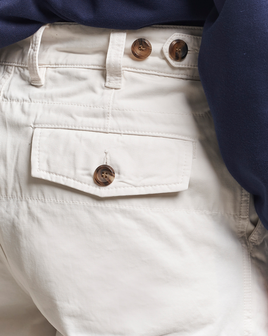 Homme | Pantalons | Drake's | Flat Front Cotton Chino Ecru