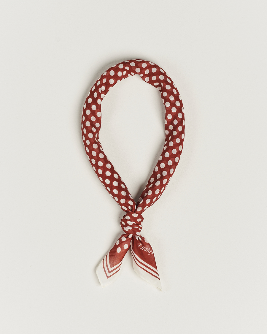 Homme | Drake's All Over Spot Cotton/Silk Bandana Red | Drake's | All Over Spot Cotton/Silk Bandana Red