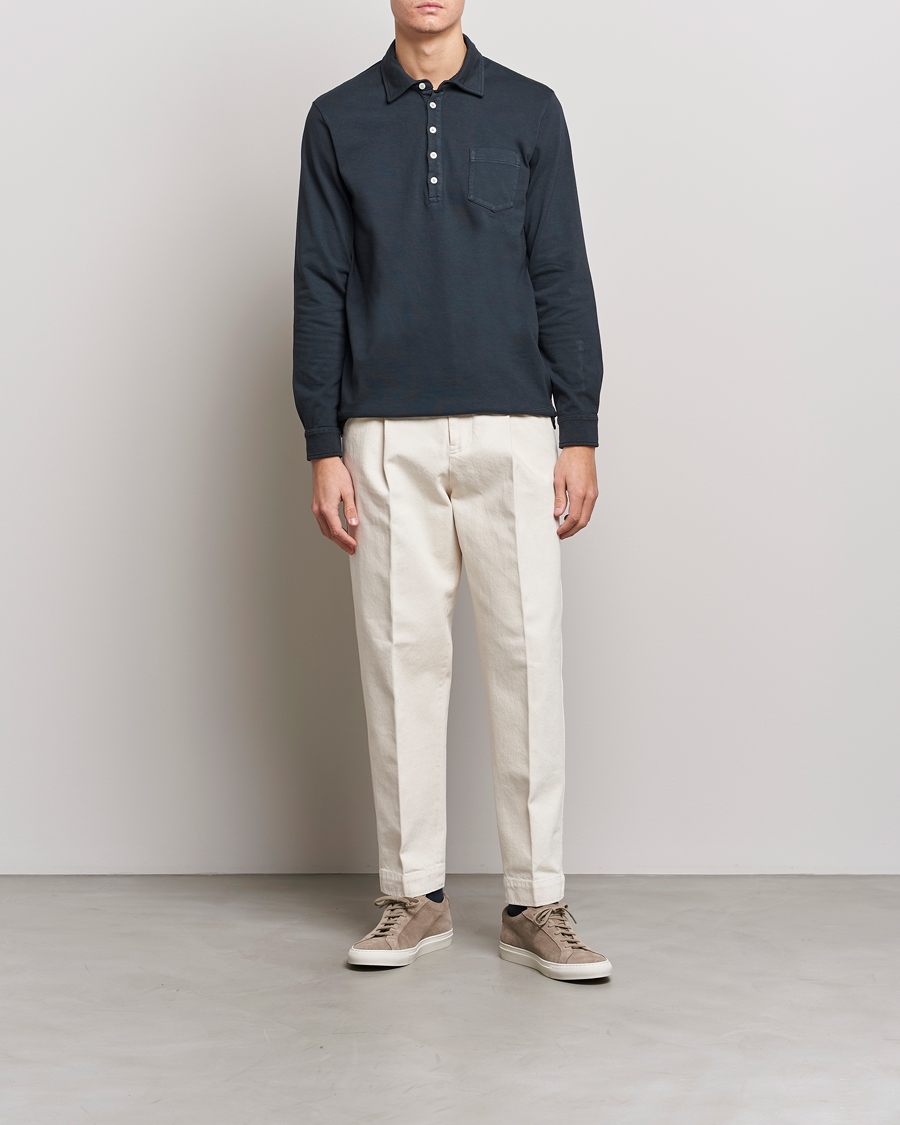 Homme | Pulls Et Tricots | Massimo Alba | Ischia Long Sleeve Cotton Polo Washed Black