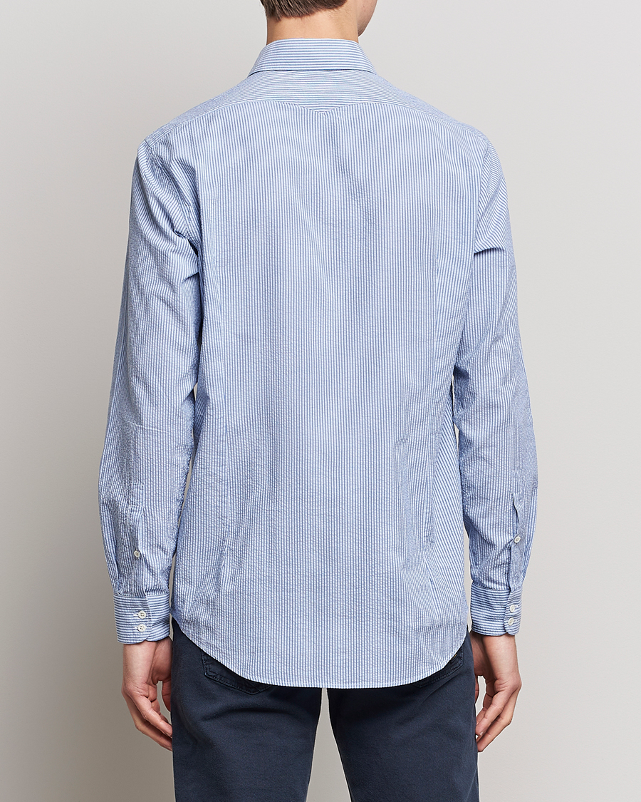 Homme | Chemises | Massimo Alba | Canary Striped Seersucker Shirt Blue