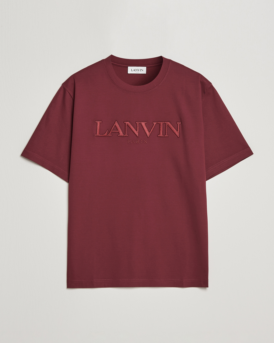 Homme | T-shirts | Lanvin | Embroidered Tonal Logo T-Shirt Burgundy