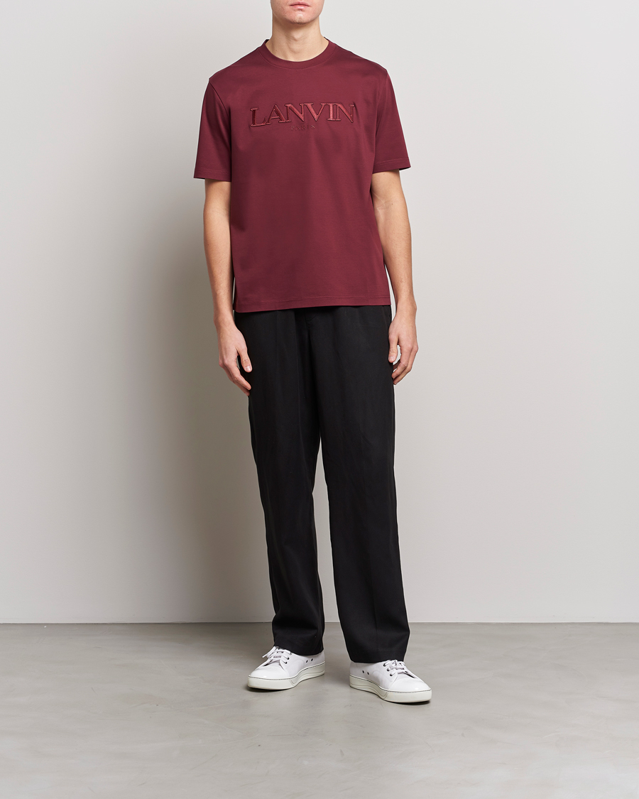 Homme | T-shirts | Lanvin | Embroidered Tonal Logo T-Shirt Burgundy