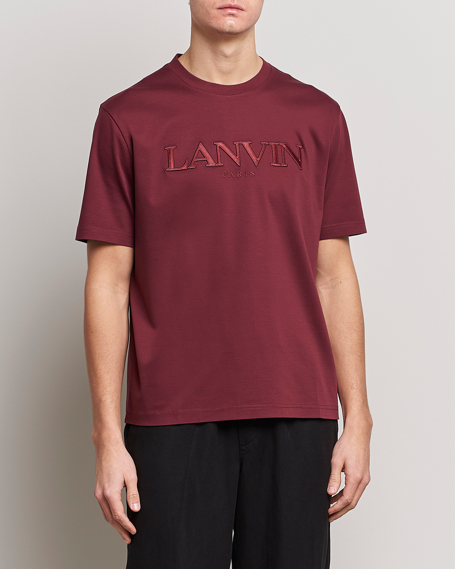 Homme | T-shirts | Lanvin | Embroidered Tonal Logo T-Shirt Burgundy