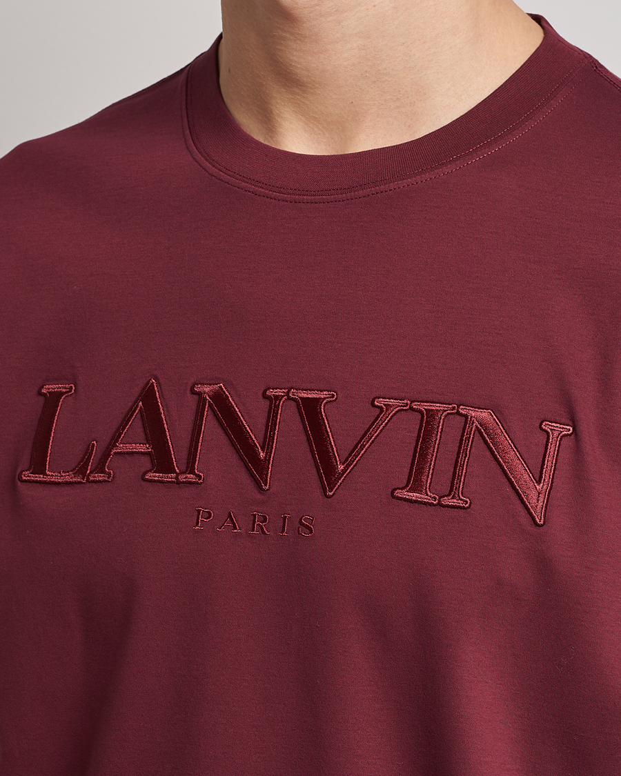 Homme | T-shirts | Lanvin | Embroidered Tonal Logo T-Shirt Burgundy
