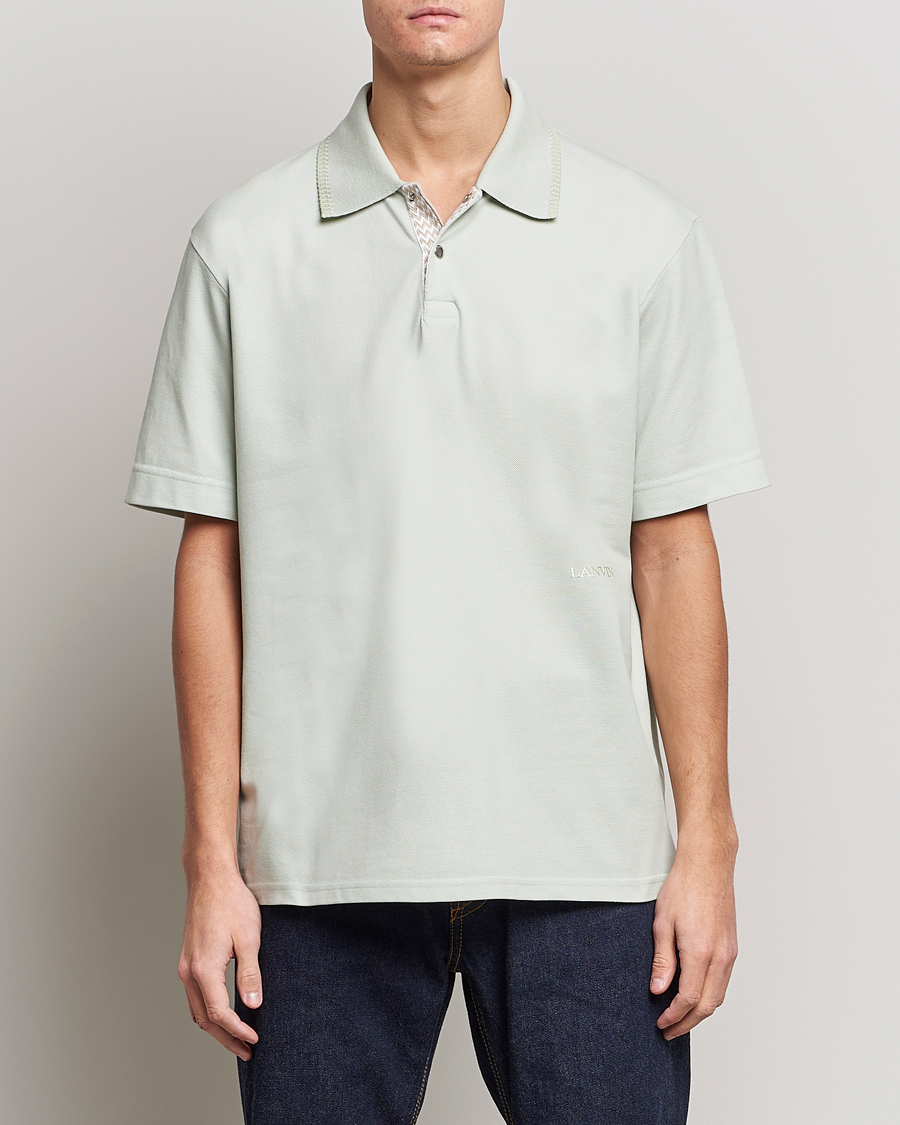 Homme | Polos | Lanvin | Embroidered Logo Polo Shirt Sage