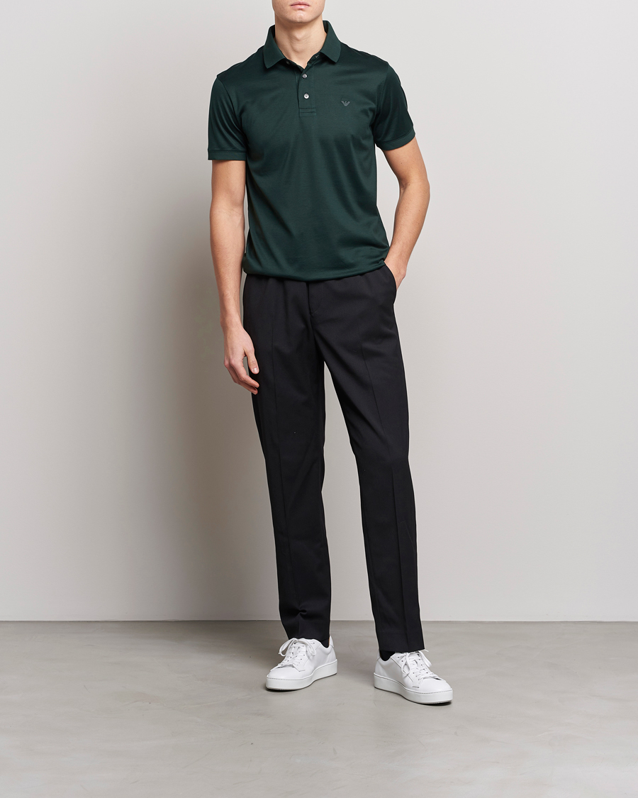 Homme | Polos | Emporio Armani | Cotton Tencel Polo Green