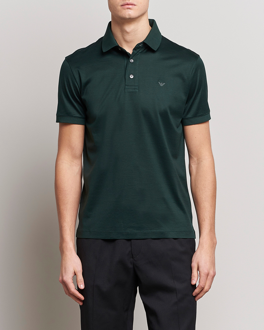 Homme | Polos | Emporio Armani | Cotton Tencel Polo Green