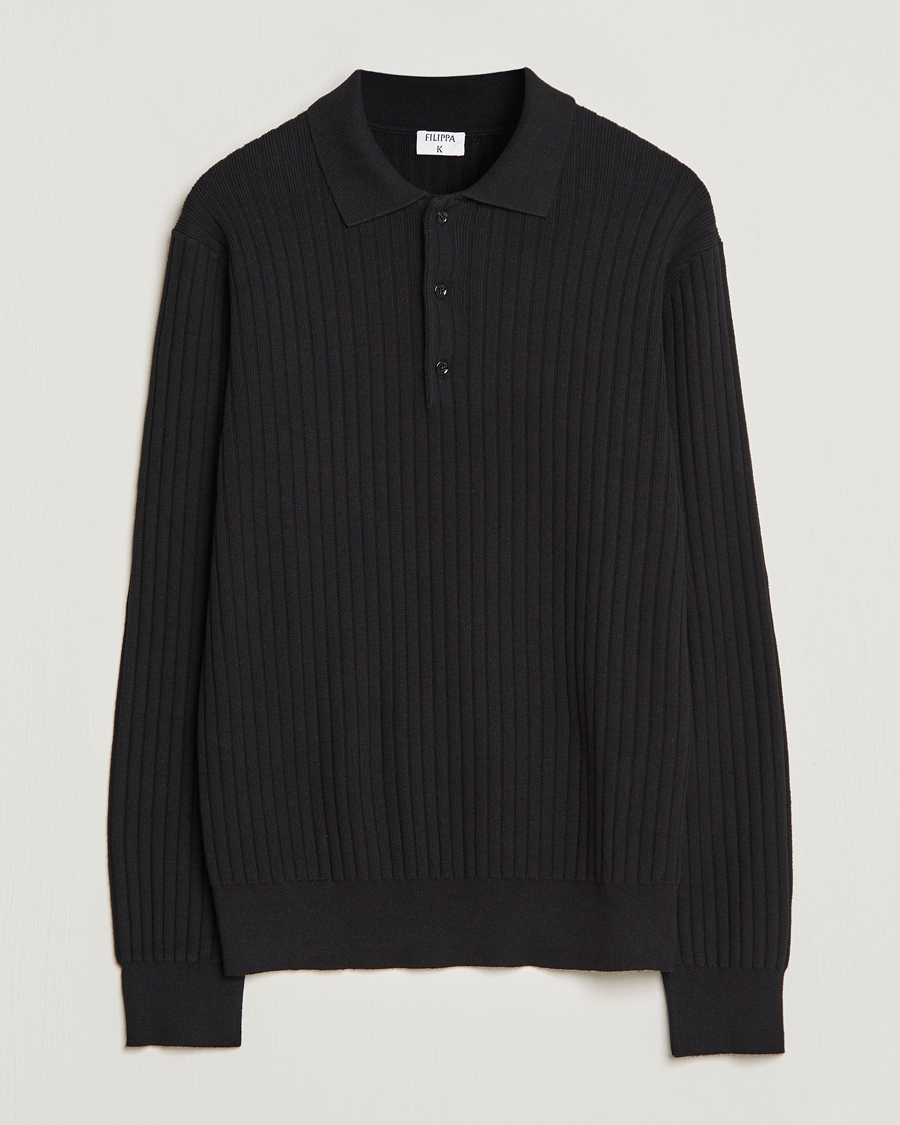 Homme | Pulls Et Tricots | Filippa K | Knitted Polo Shirt Black