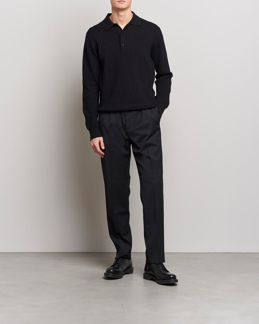 Homme | Pulls Et Tricots | Filippa K | Knitted Polo Shirt Black
