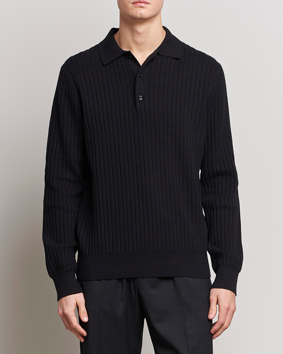 Homme | Pulls Et Tricots | Filippa K | Knitted Polo Shirt Black