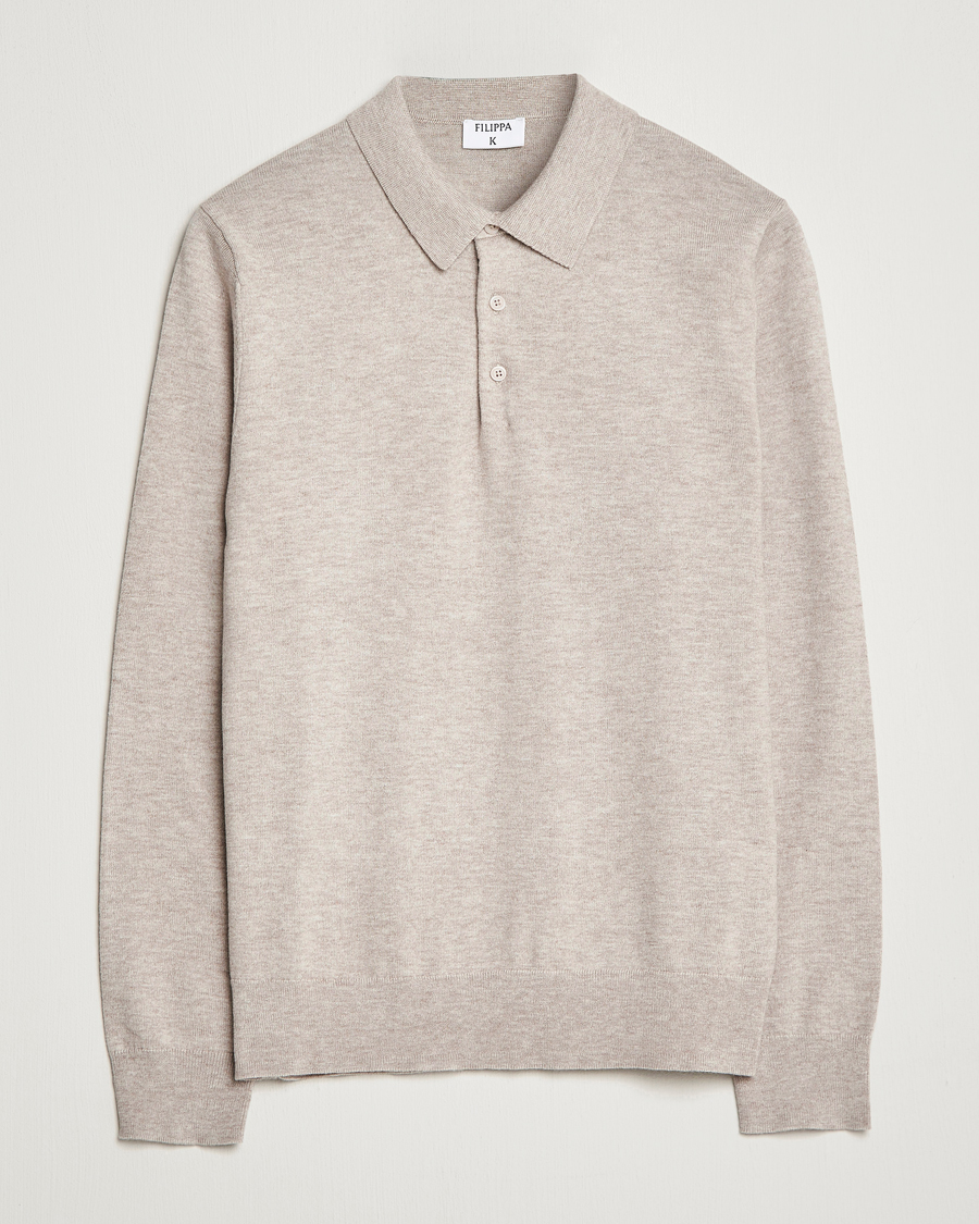 Homme | Pulls Et Tricots | Filippa K | Knitted Polo Shirt Beige Melange