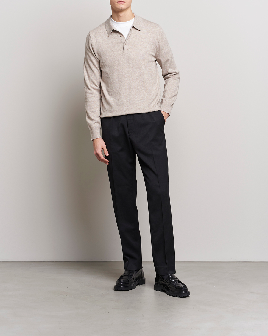 Homme | Pulls Et Tricots | Filippa K | Knitted Polo Shirt Beige Melange