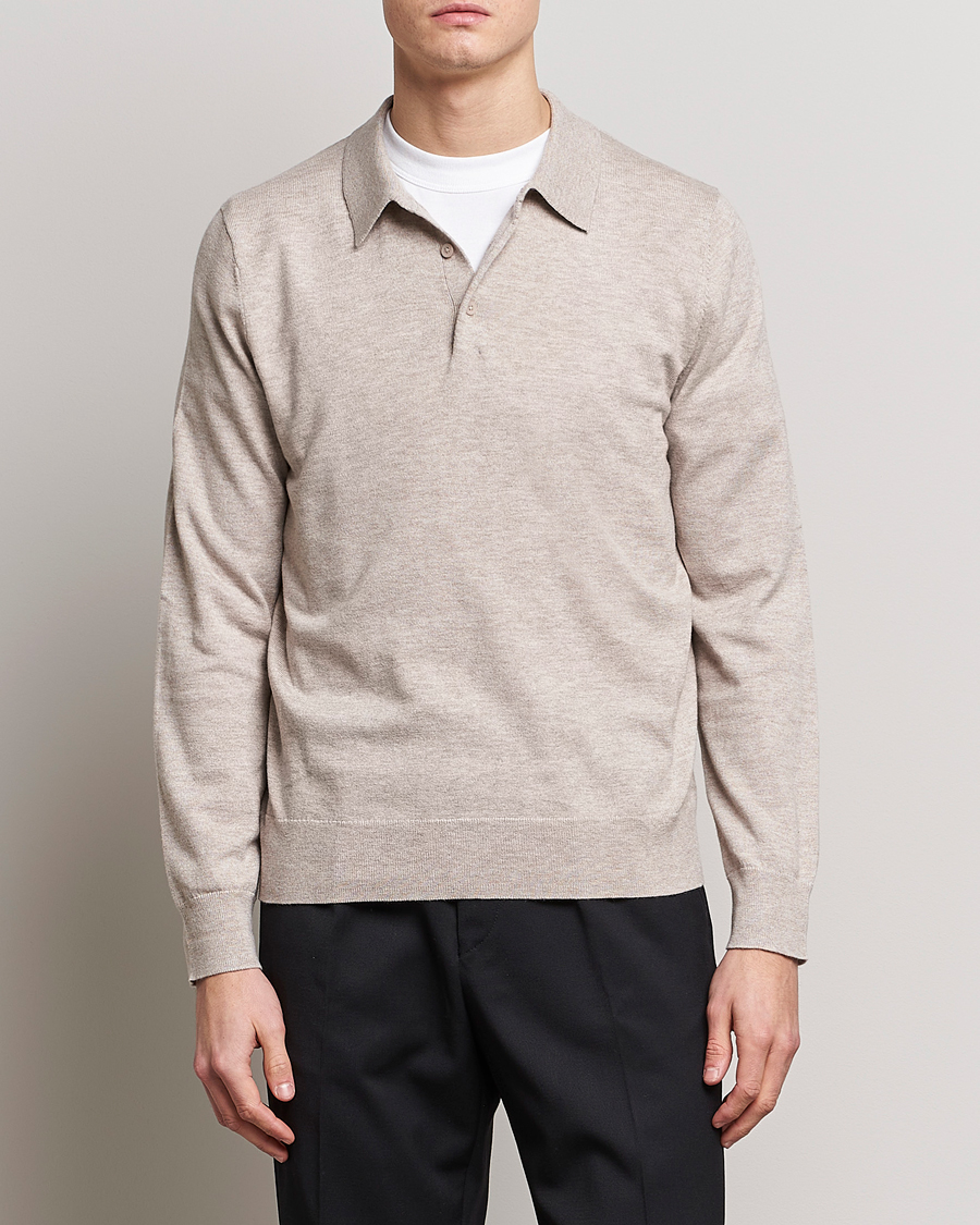 Homme | Pulls Et Tricots | Filippa K | Knitted Polo Shirt Beige Melange