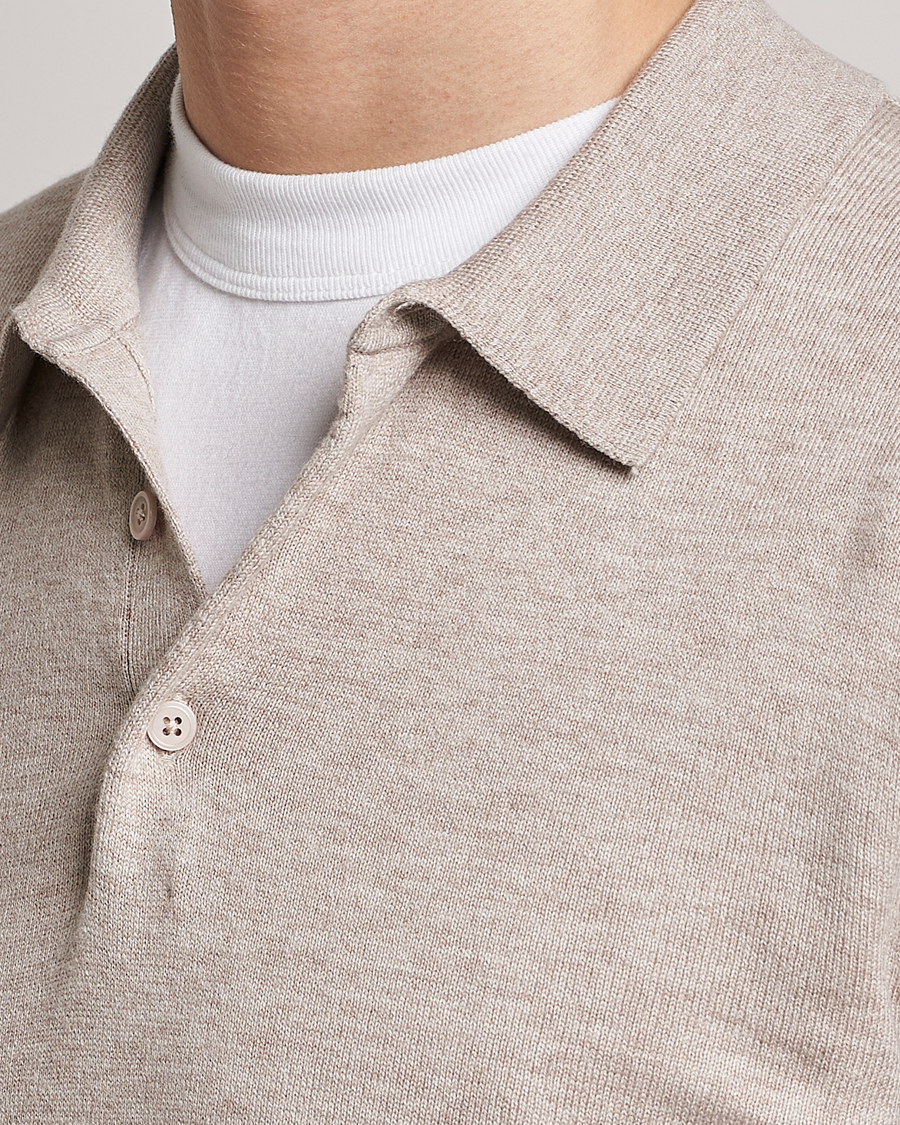 Homme | Pulls Et Tricots | Filippa K | Knitted Polo Shirt Beige Melange