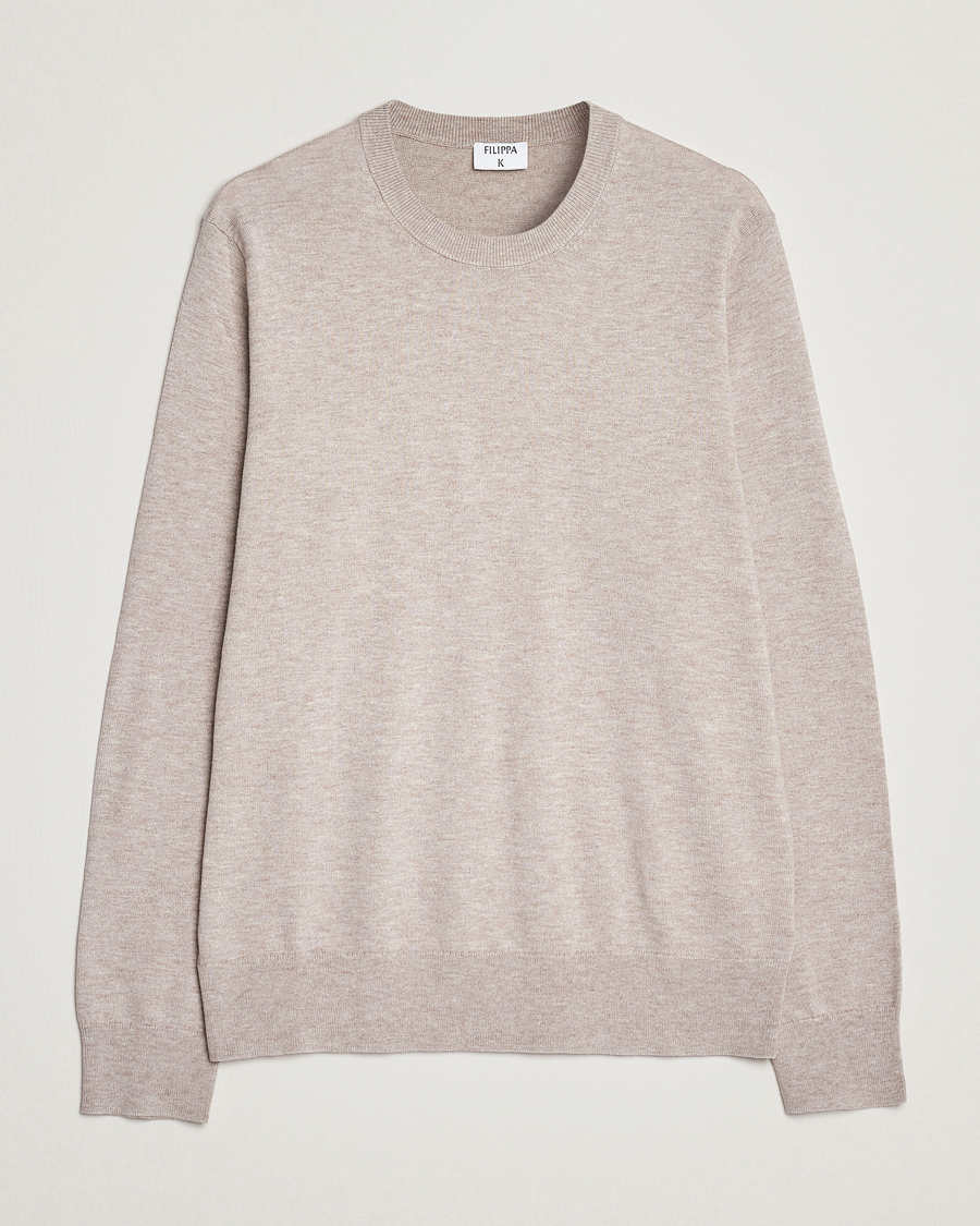 Homme | Pulls Et Tricots | Filippa K | Cotton Merino Sweater Beige Melange