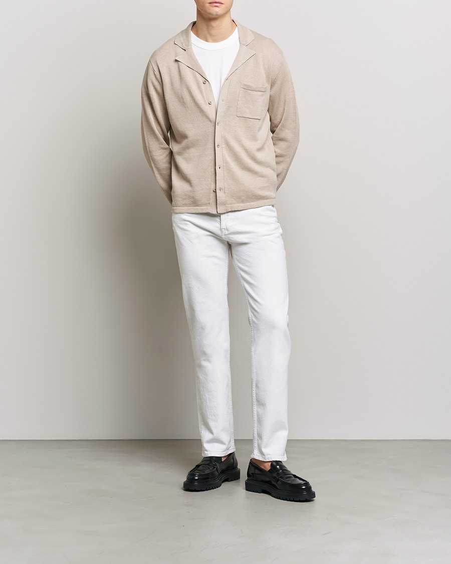 Homme | Chemises | Filippa K | Cotton Linen Knitted Shirt Dusty Beige