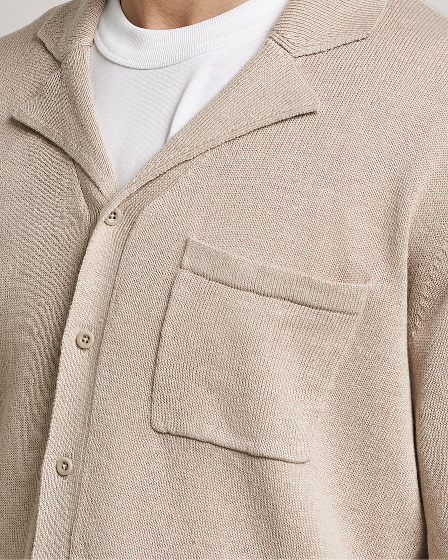 Homme | Chemises | Filippa K | Cotton Linen Knitted Shirt Dusty Beige