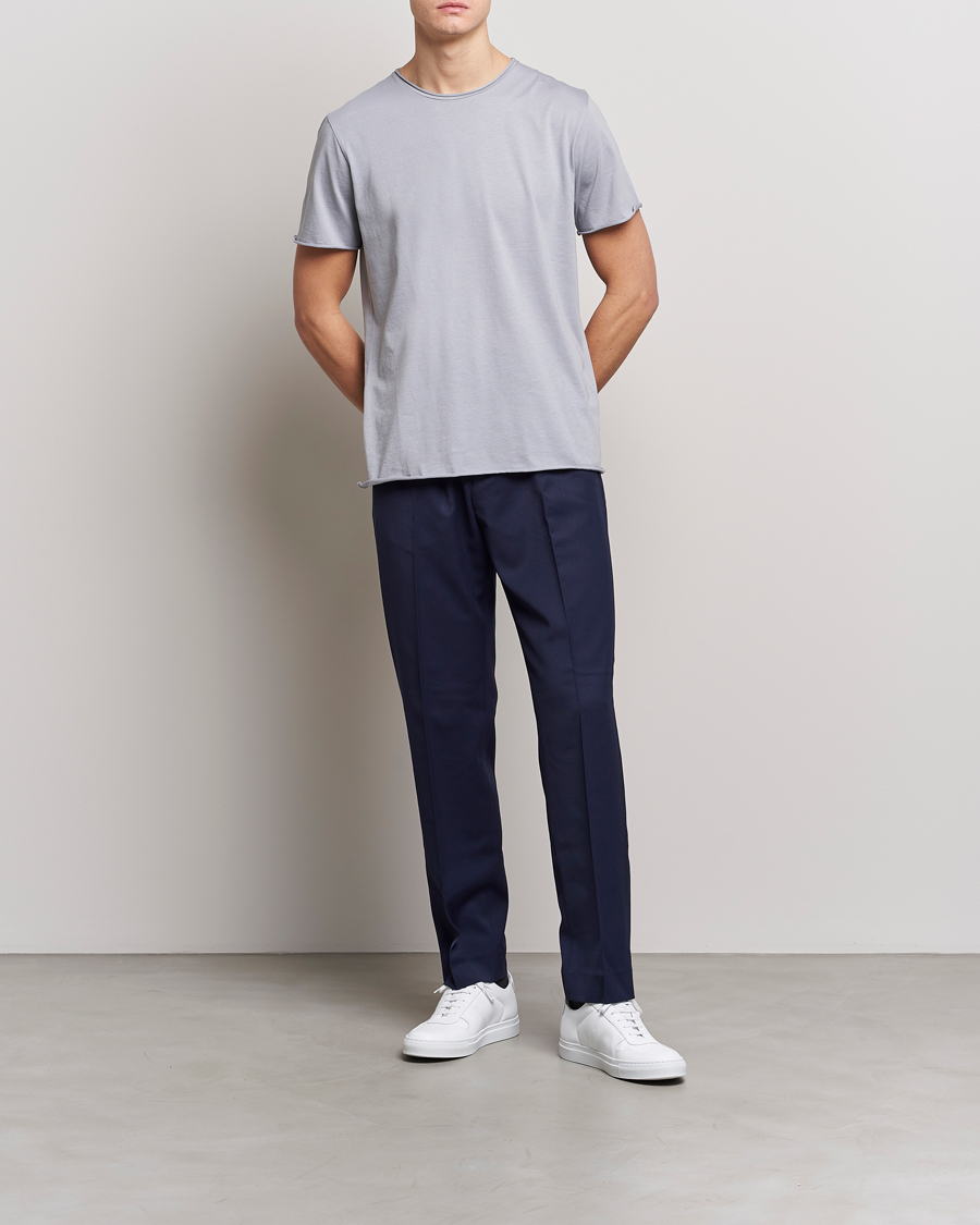 Homme | T-shirts | Filippa K | Roll Neck Crew Neck Tee Fog Blue