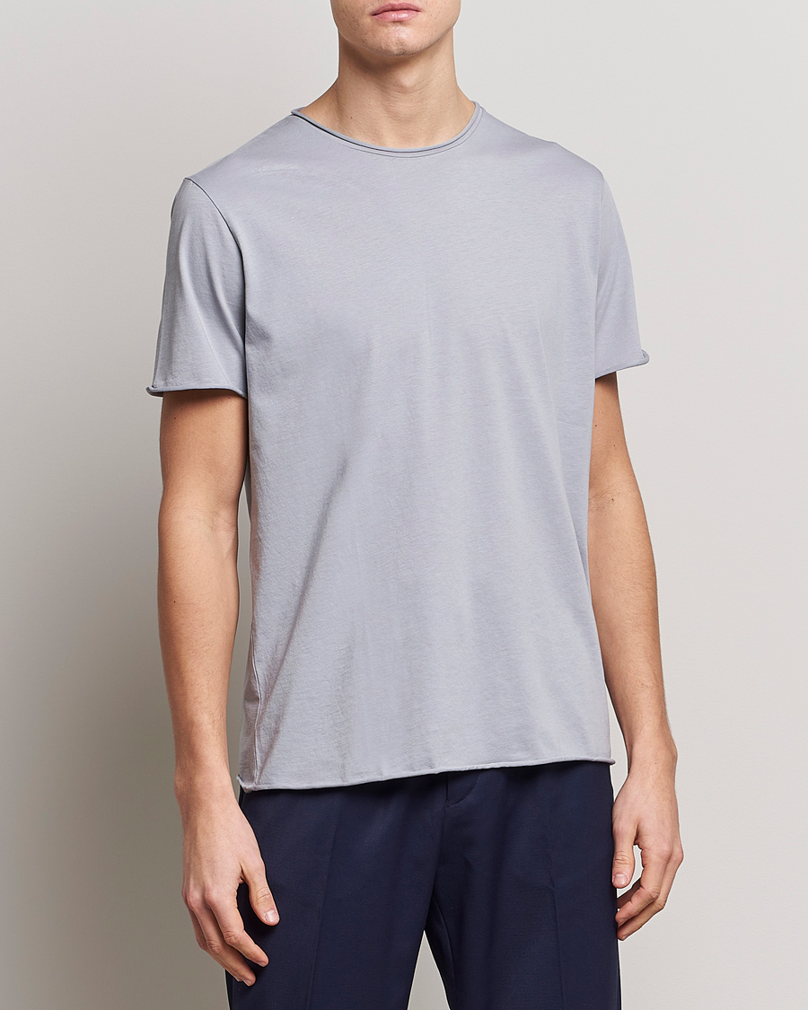 Homme | T-shirts | Filippa K | Roll Neck Crew Neck Tee Fog Blue