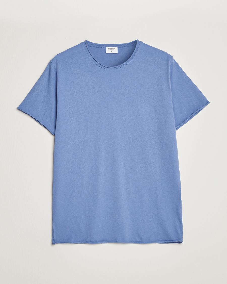 Homme | T-shirts | Filippa K | Roll Neck Crew Neck Tee Coral Blue
