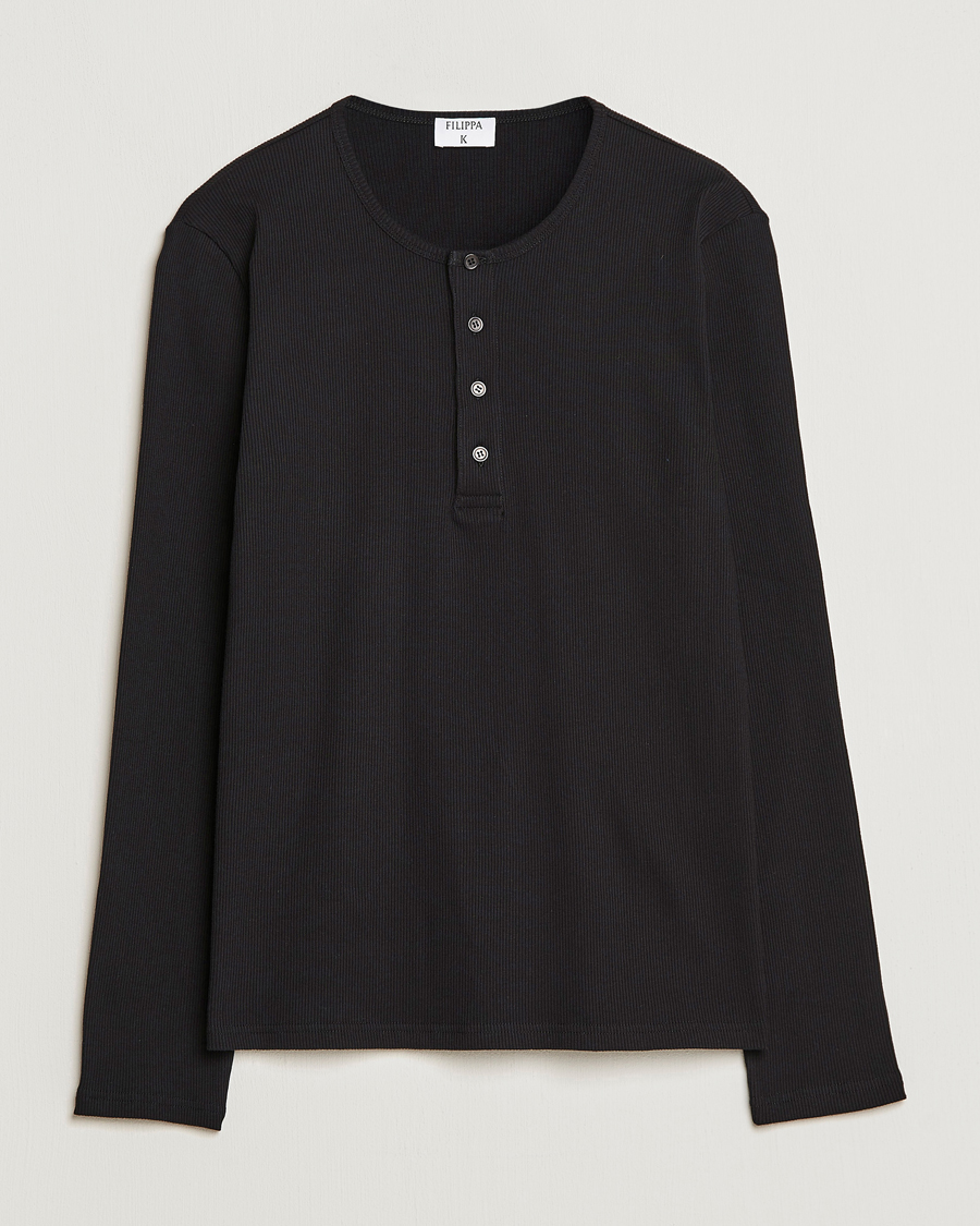 Homme | Pulls Et Tricots | Filippa K | Rib Henley Black