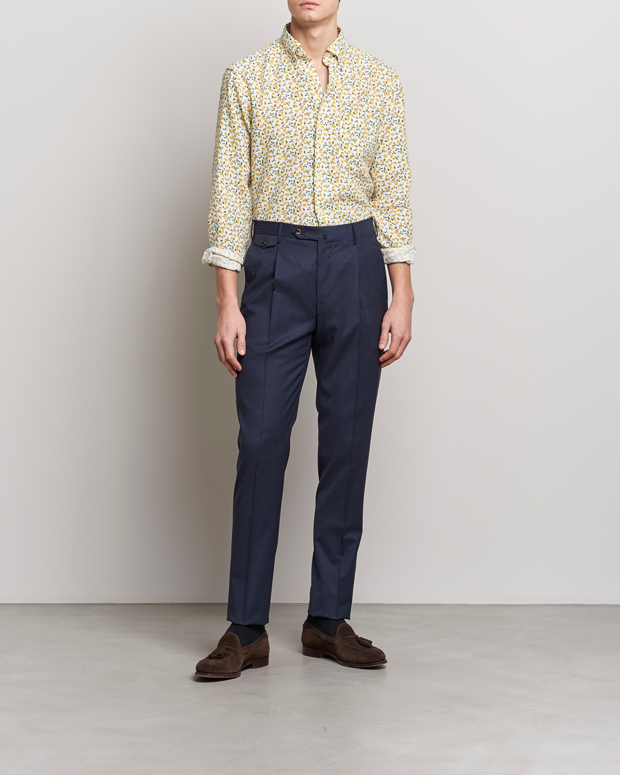 Homme | Chemises | Eton | Lemon Print Contemporary Linen Shirt Yellow