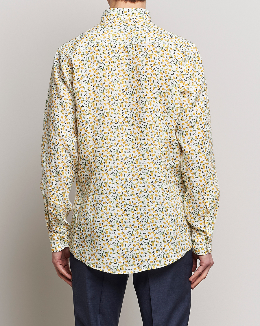 Homme | Chemises | Eton | Lemon Print Contemporary Linen Shirt Yellow