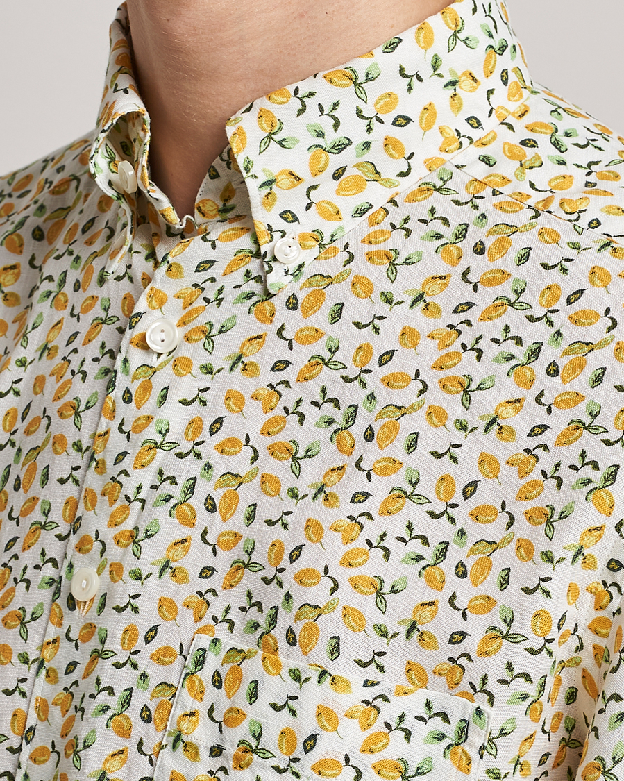 Homme | Chemises | Eton | Lemon Print Contemporary Linen Shirt Yellow