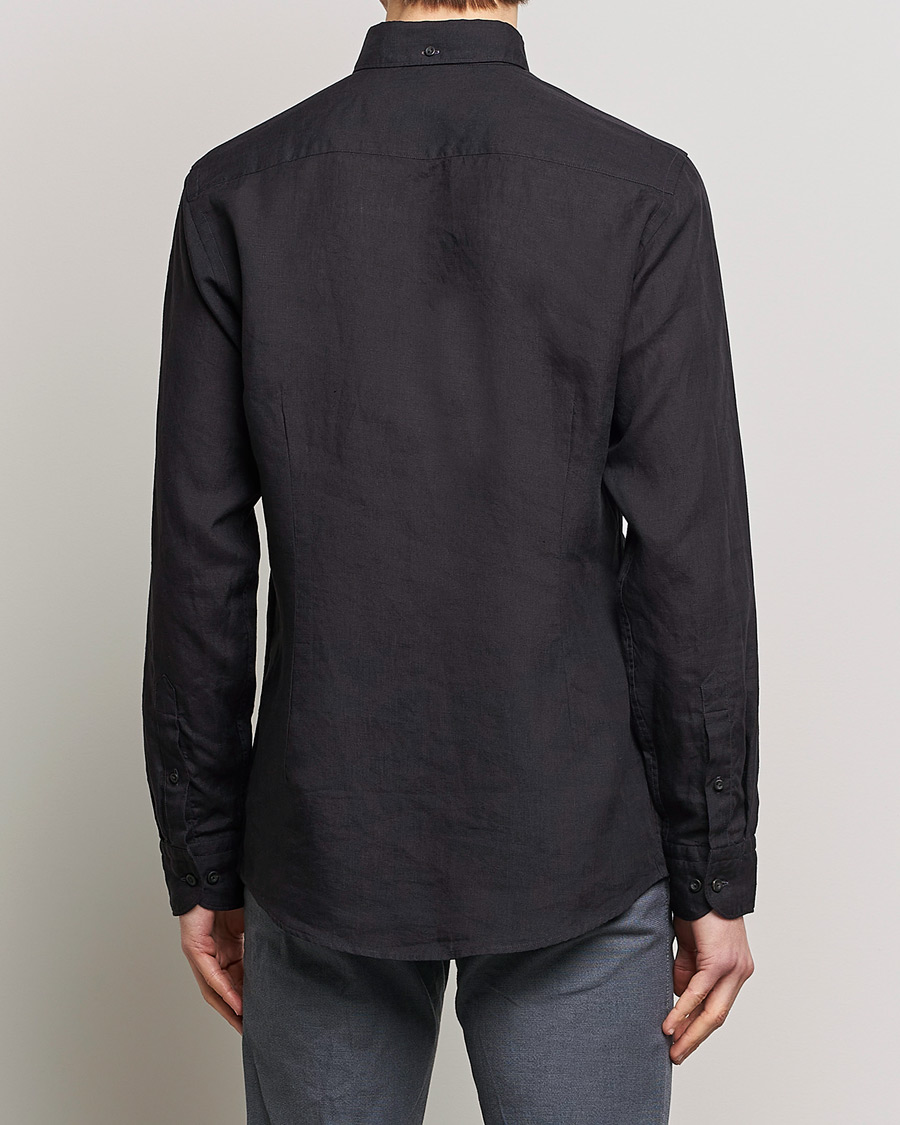 Homme | Chemises | Eton | Slim Fit Linen Button Down Shirt Black