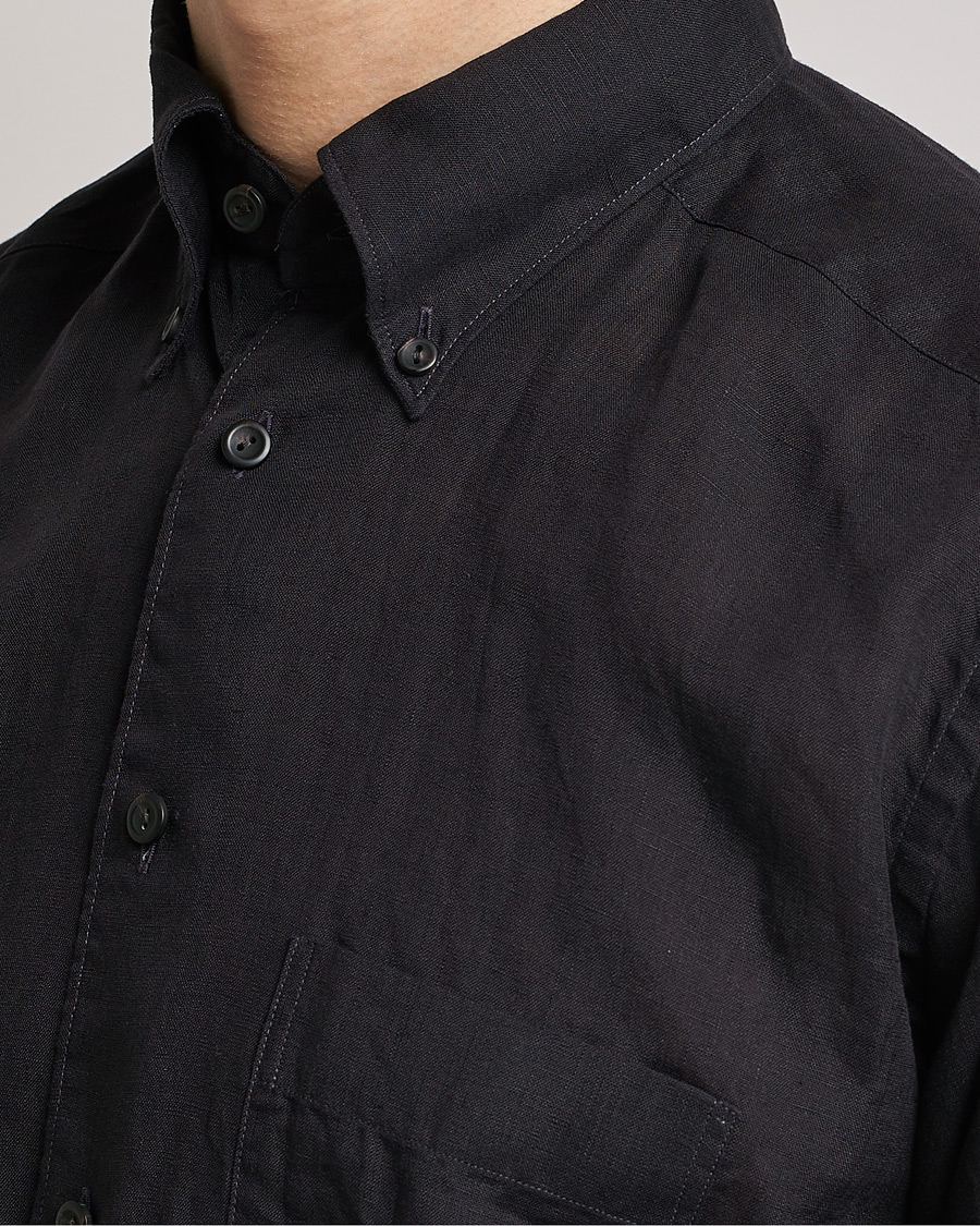 Homme | Chemises | Eton | Slim Fit Linen Button Down Shirt Black