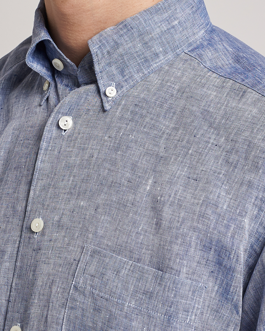 Homme | Chemises | Eton | Slim Fit Linen Shirt Mid Blue