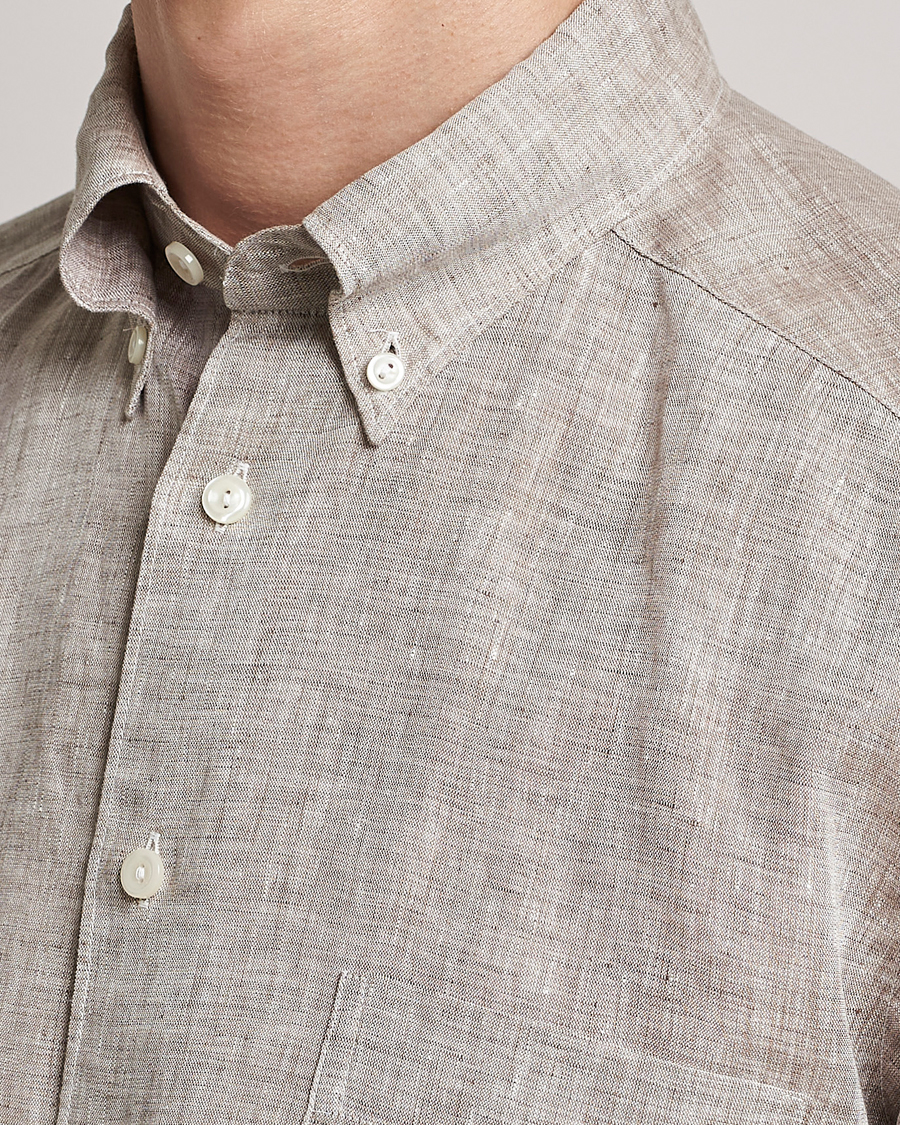 Homme | Chemises | Eton | Slim Fit Linen Shirt Brown