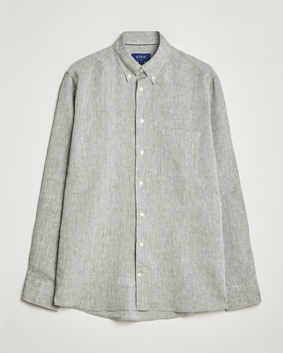 Homme | Chemises | Eton | Slim Fit Linen Shirt Green