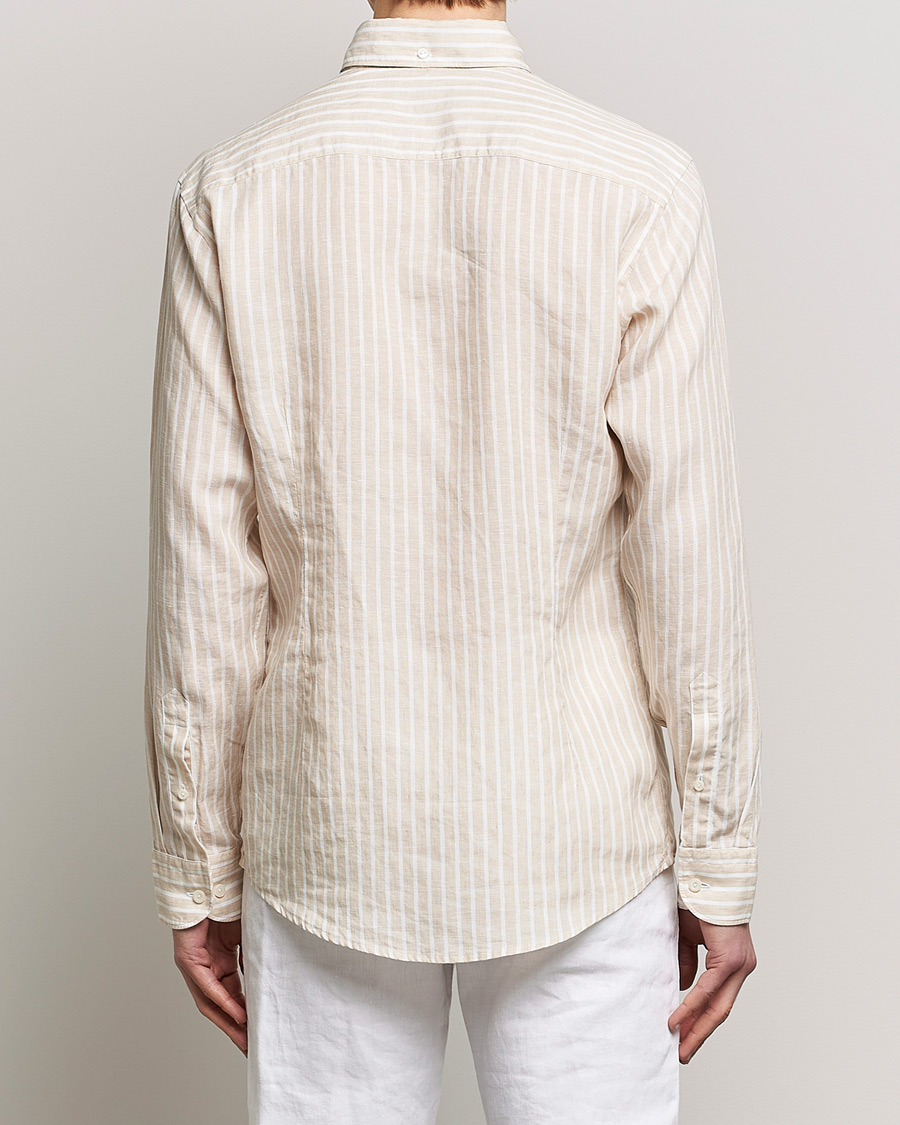 Homme | Chemises | Eton | Slim Fit Striped Linen Shirt Brown