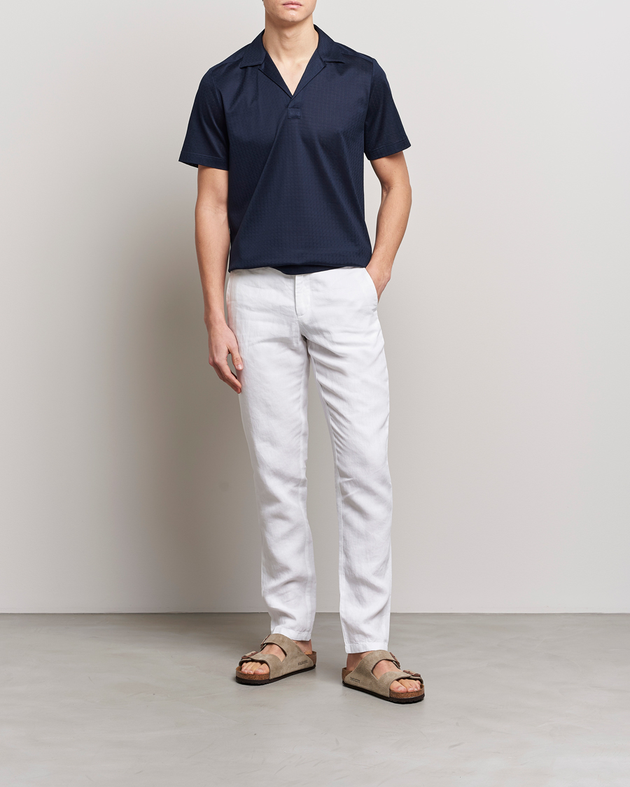 Homme | Polos | Eton | Filo Di Scozia Open Collor Shirt Navy Blue