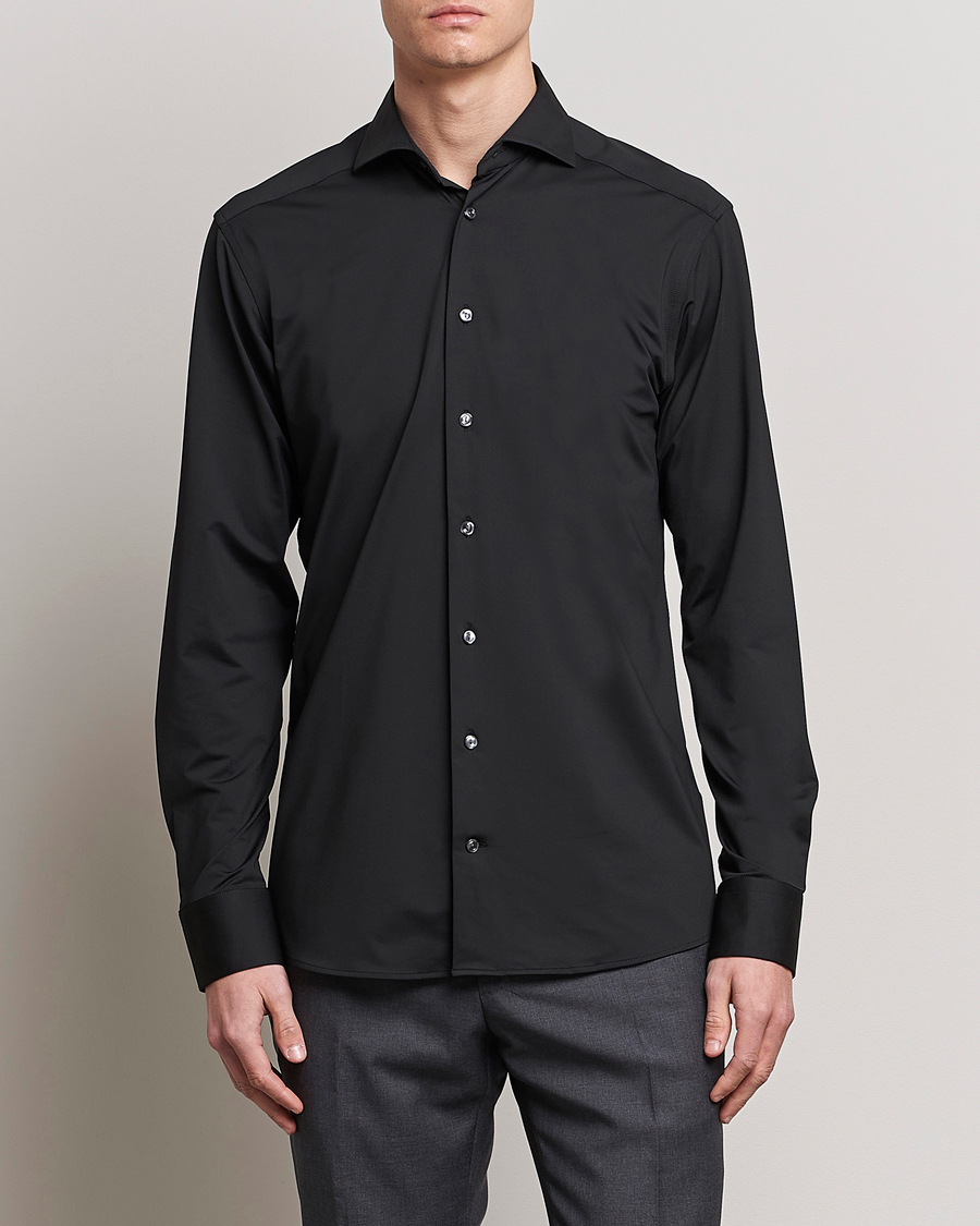 Homme | Chemises | Eton | Slim Fit Four Way Stretch Shirt Black