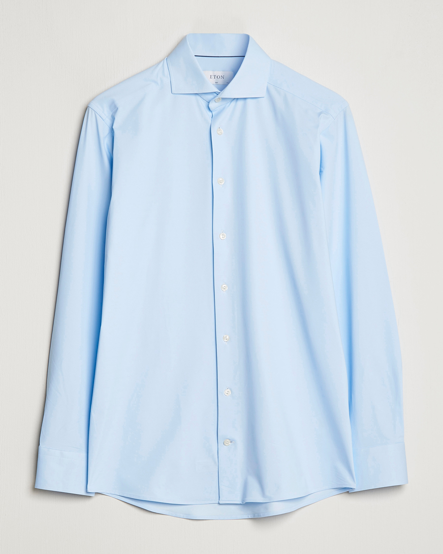 Homme | Chemises | Eton | Slim Fit Four Way Stretch Shirt Light Blue
