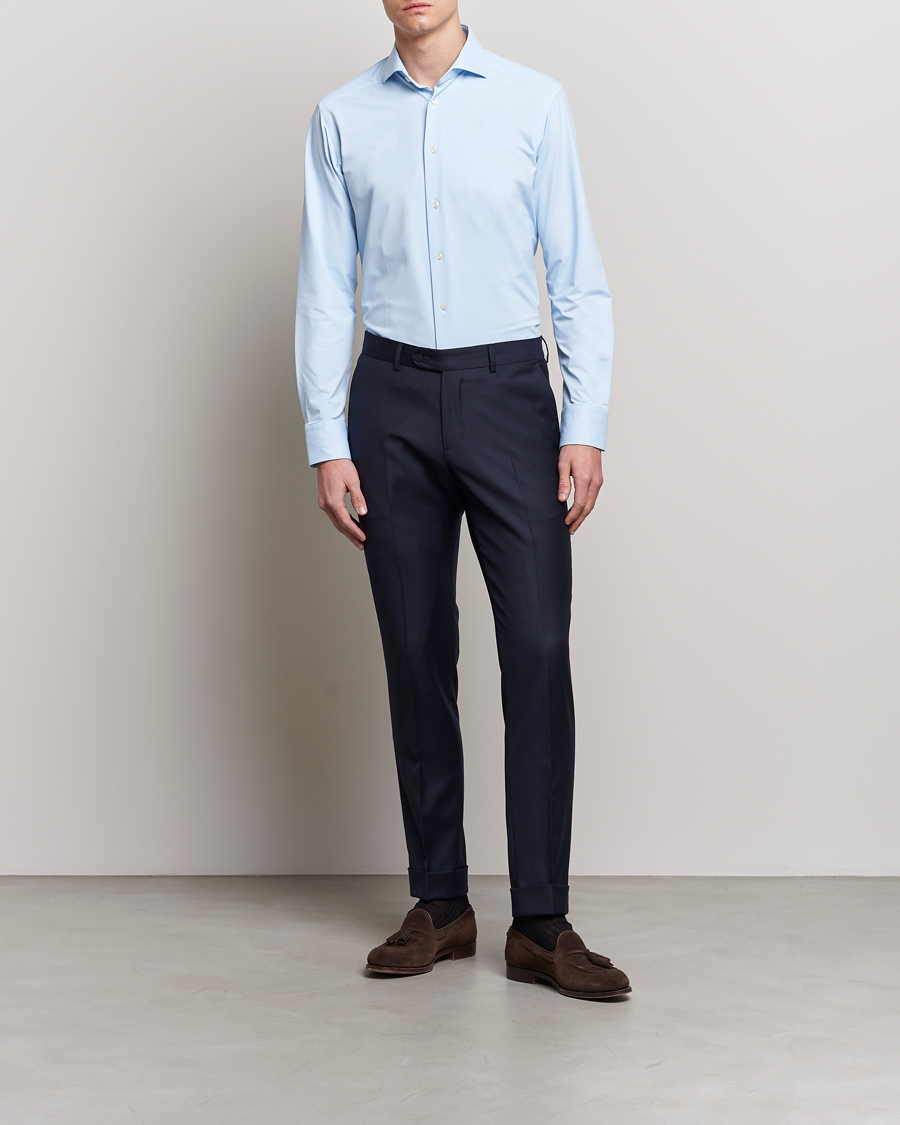 Homme | Chemises | Eton | Slim Fit Four Way Stretch Shirt Light Blue
