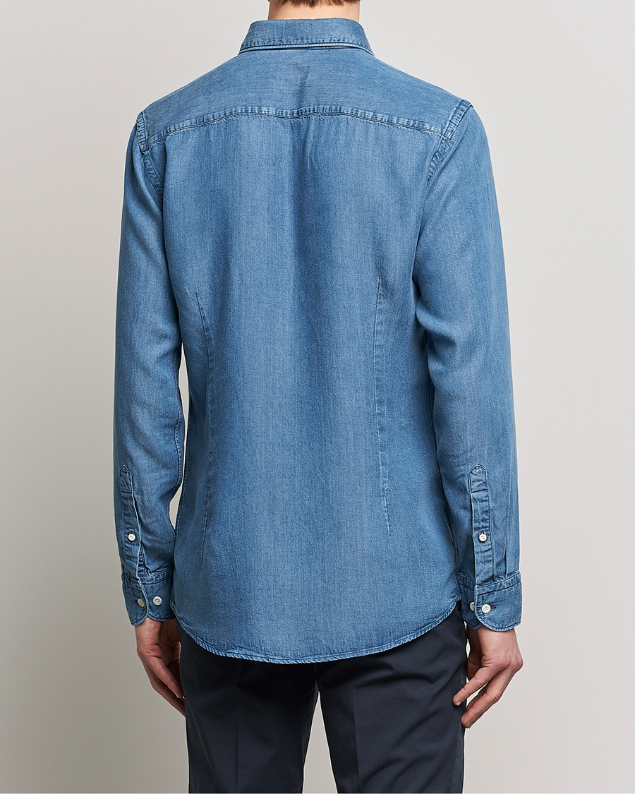 Homme | Chemises | Eton | Light Denim Tencel Shirt Navy Blue