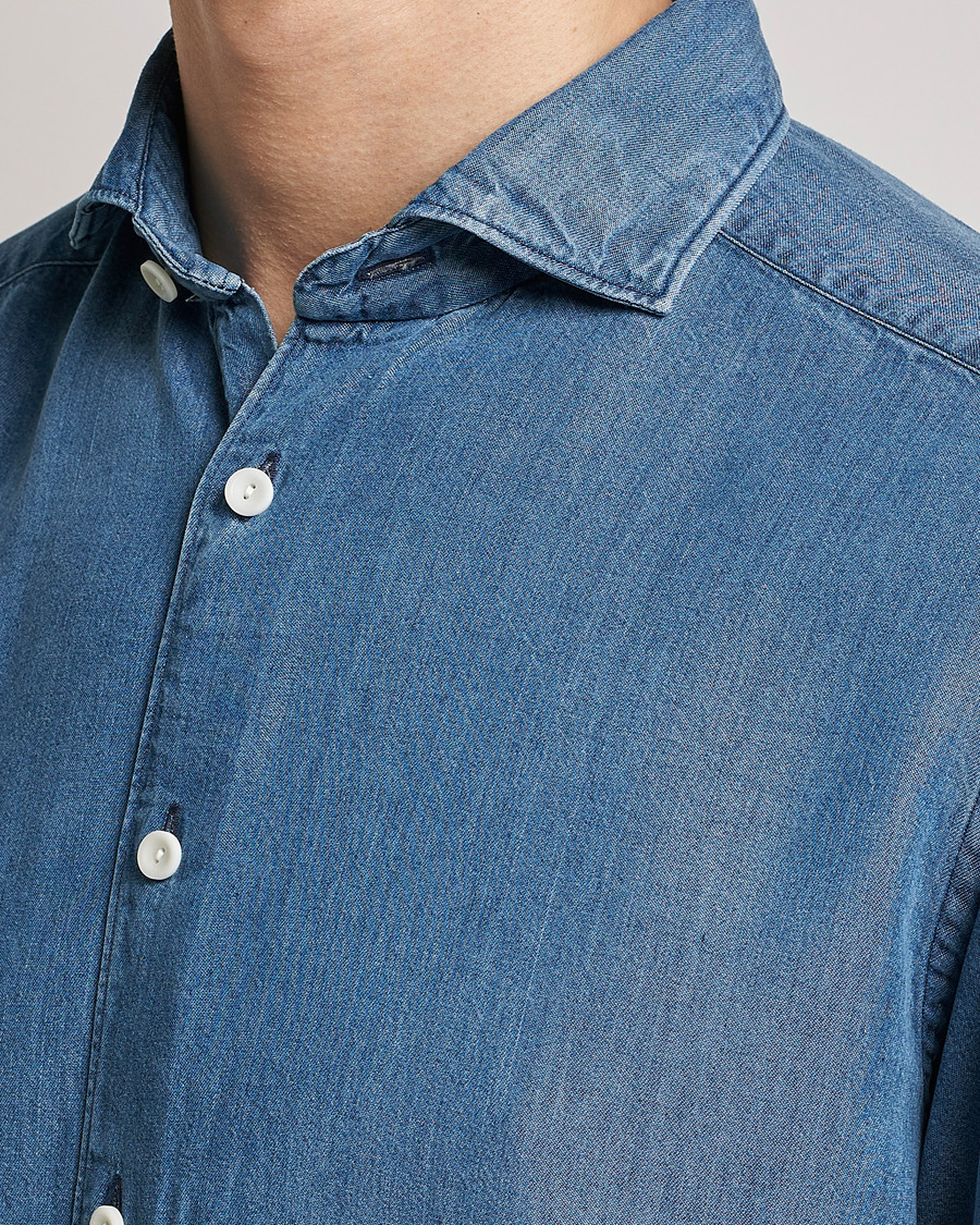 Homme | Chemises | Eton | Light Denim Tencel Shirt Navy Blue
