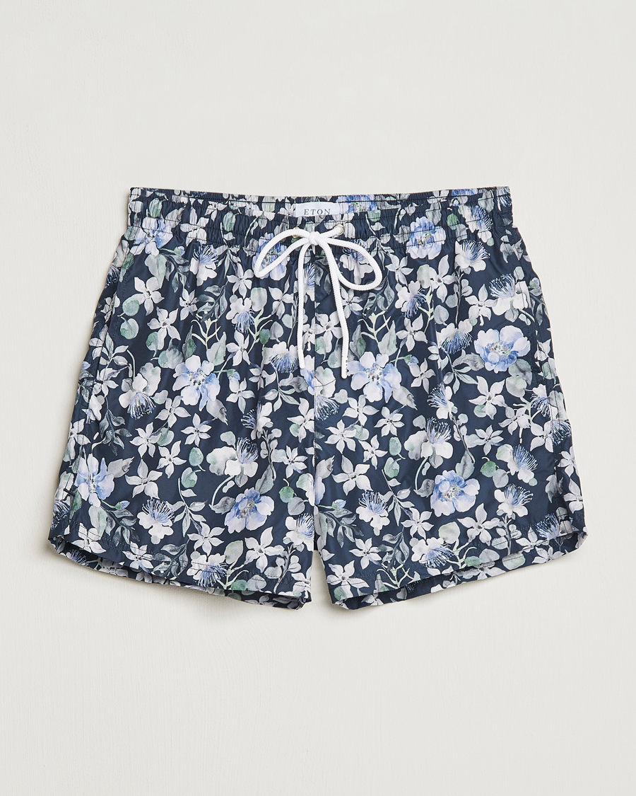 Homme | Maillots De Bain | Eton | Floral Swim Shorts Navy Blue