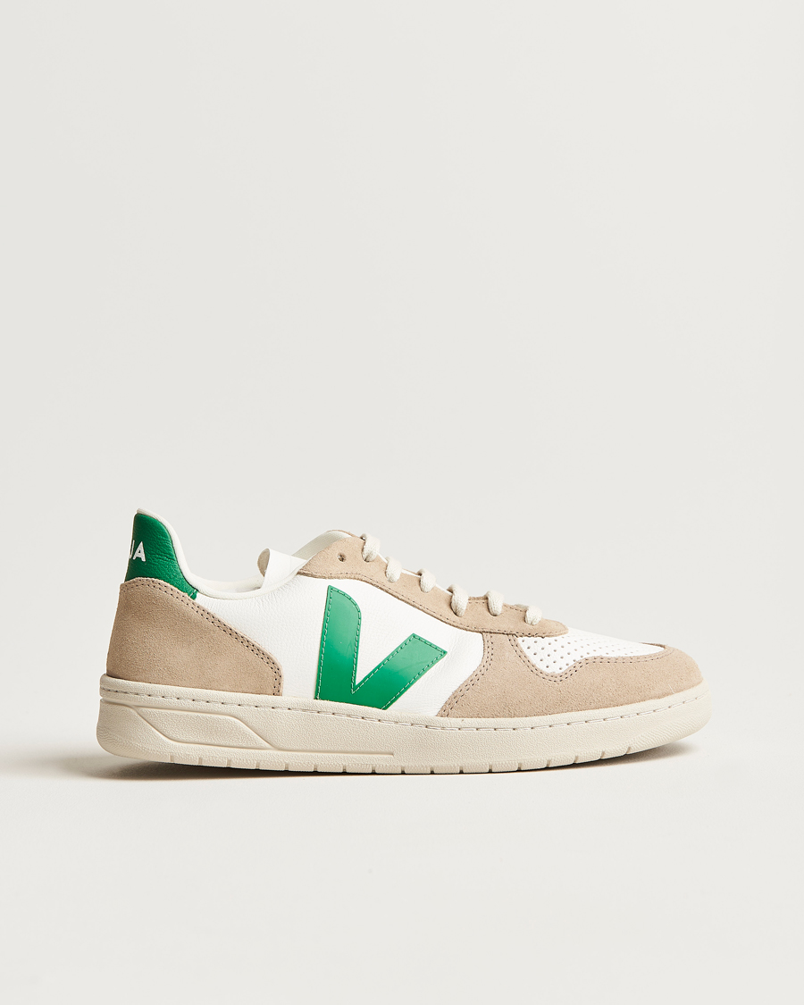 Homme | Veja V-10 Chromefree Leather Extra White/Emeraude Green | Veja | V-10 Chromefree Leather Extra White/Emeraude Green