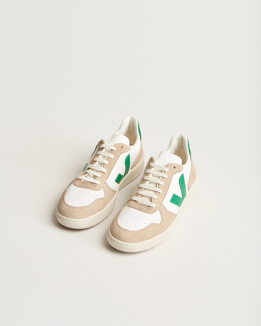 Homme | Veja V-10 Chromefree Leather Extra White/Emeraude Green | Veja | V-10 Chromefree Leather Extra White/Emeraude Green