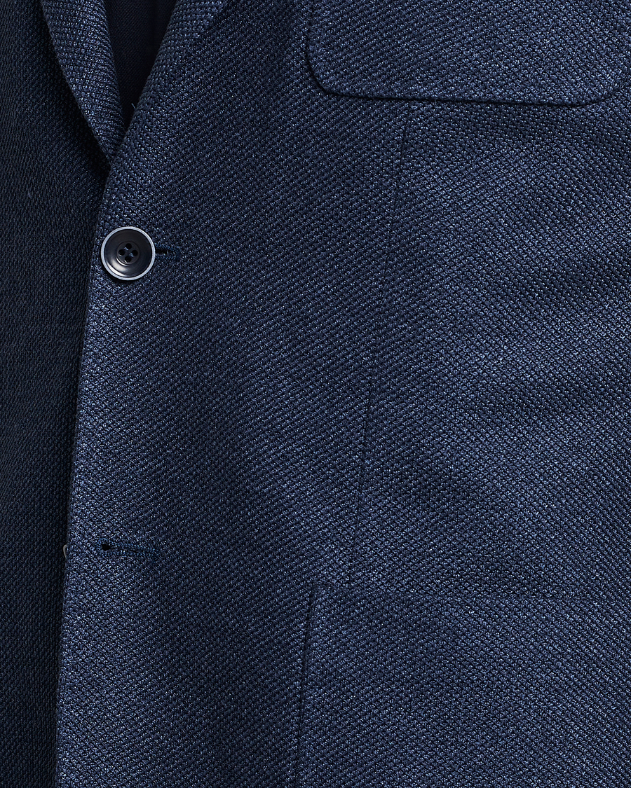 Homme | Blazers | Canali | Linen/Cotton Jersey Blazer Dark Blue