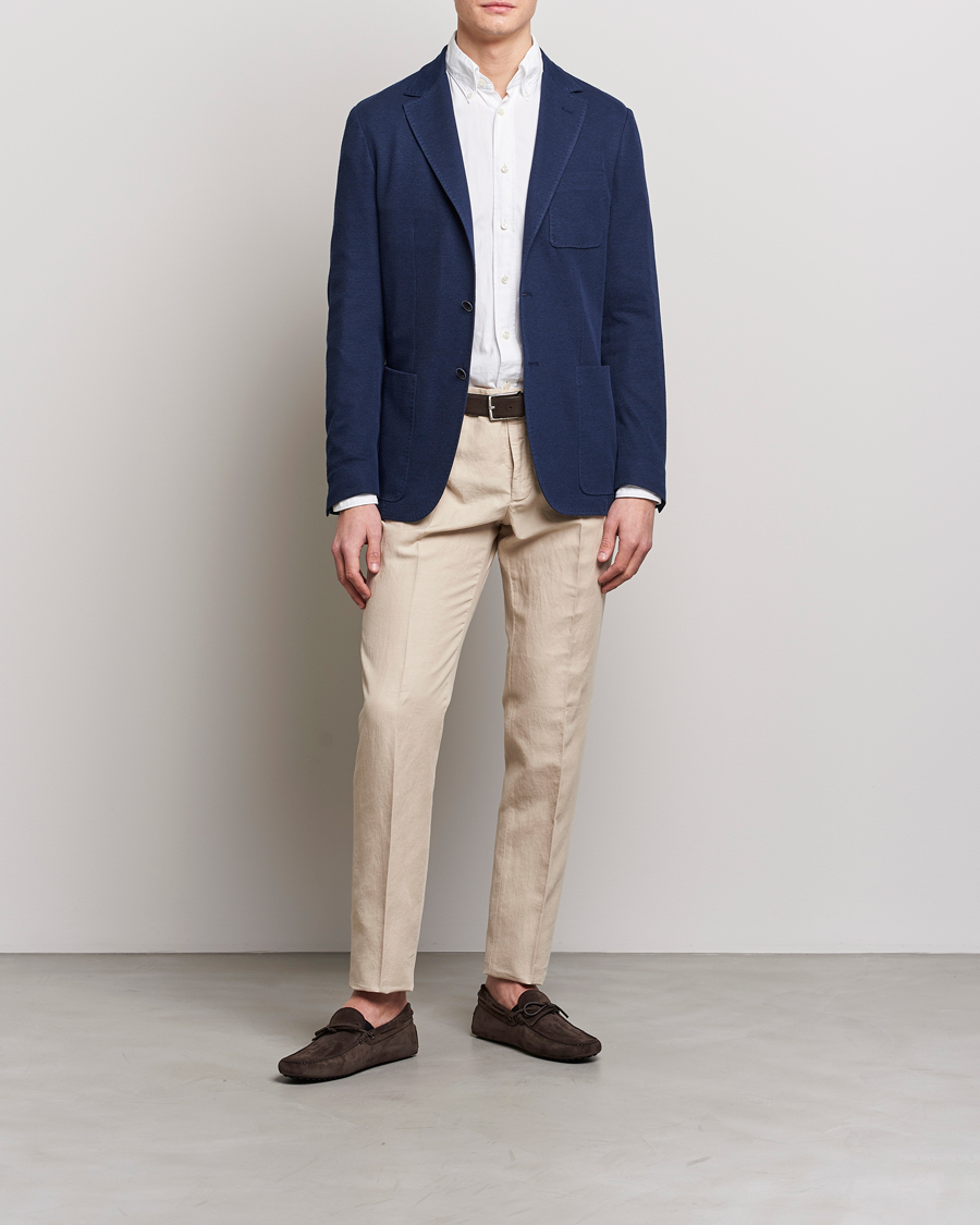 Homme | Blazers | Canali | Cotton Stretch Jersey Blazer Navy