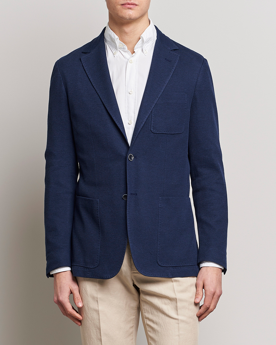 Homme | Blazers | Canali | Cotton Stretch Jersey Blazer Navy