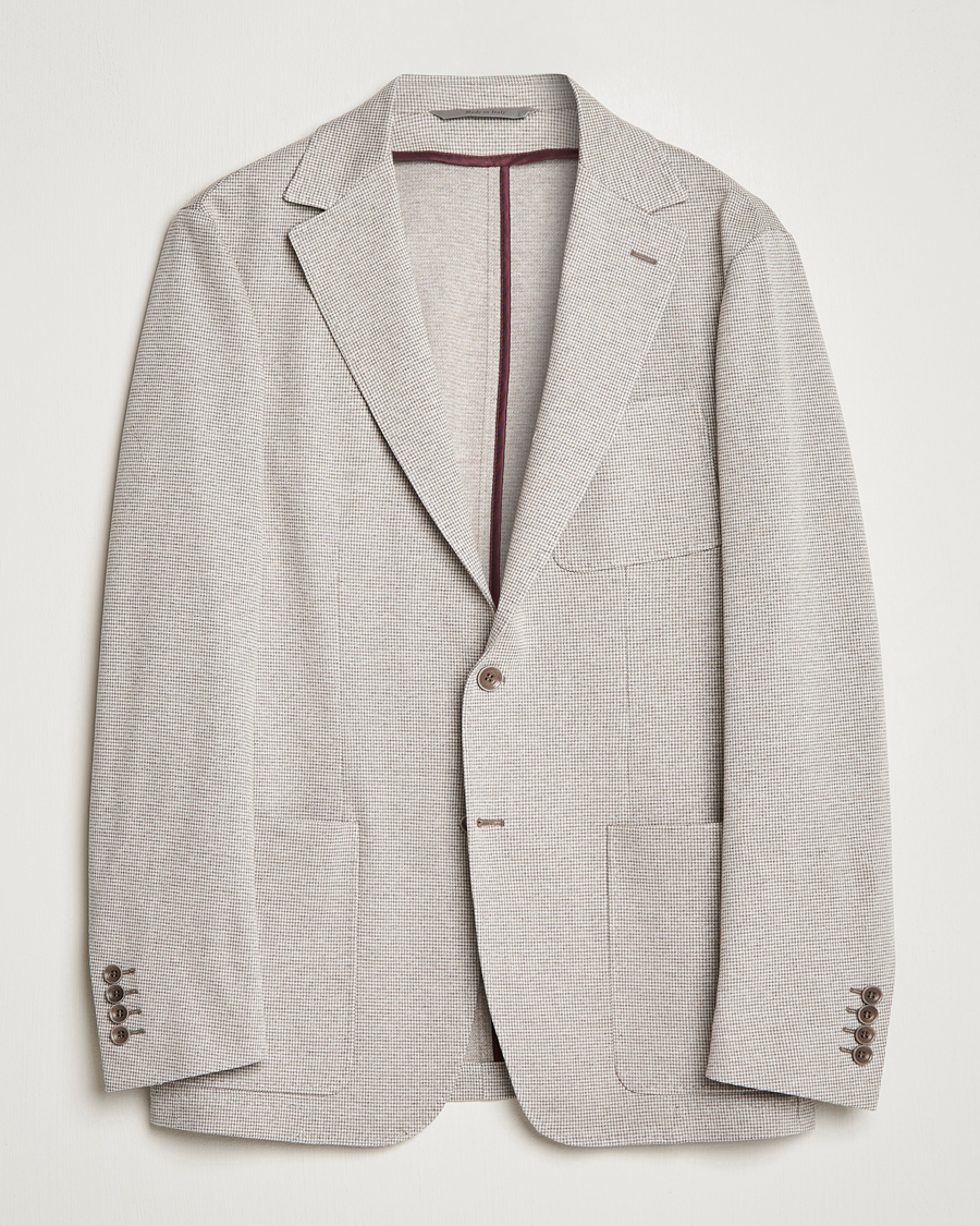 Homme | Blazers | Canali | Houndstooth Jersey Blazer Beige